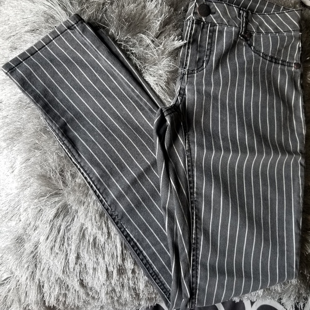Pinstripe Denim Skinny Jeans